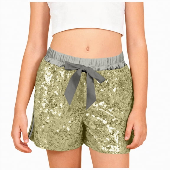 Kogui Girls Shorts High Waisted Girls' Casual Ruffled Waist Shorts Elastic Summer Wide Leg Shorts 5T 6T (Light Gray,5-6 Years)