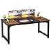 thumbnail image 3 of LITTLE TREE 63 Inch Large Executive Computer office desk, Brown+Black, 3 of 4