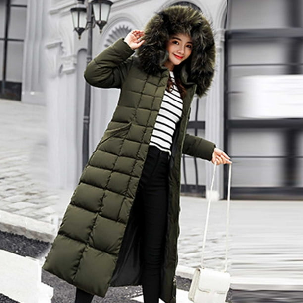 Parkas de manga larga para mujer, abrigo de algodón de longitud extendida para mujer, abrigo de algodón con capucha gruesa, holgado, resistente al frío y cálido, largo hasta la rodilla, abrigo para mu