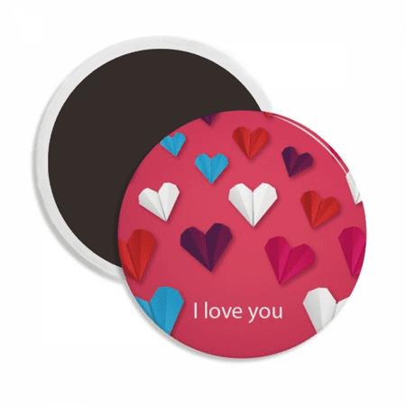

Origa Geometric Heart Pattern Round Ceracs Fridge Magnet Keepsake Decoration