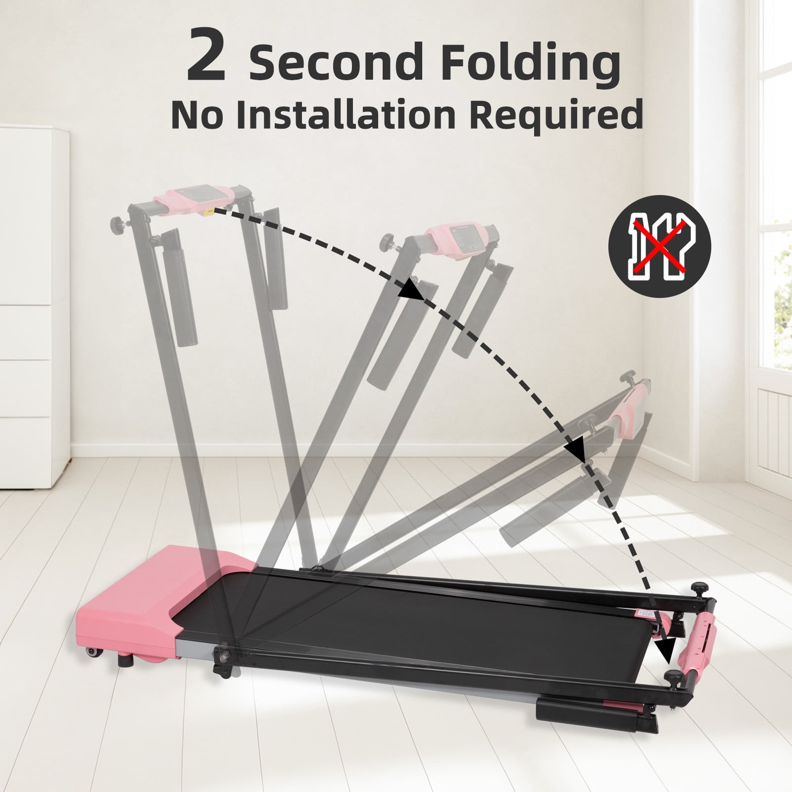 Ambifirner Portable Folding Treadmill, 3.0 HP Foldable Compact Treadmill for Home Office with 300 LBS Capacity For Walking & Running