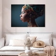 thumbnail image 2 of Elephant Stock African Woman Portrait Wall Art - Horizontal Canvas Wall Art - Living Room Wall Decor - People Canvas - Black And Turquoise Decor - 48" x 32", 2 of 8