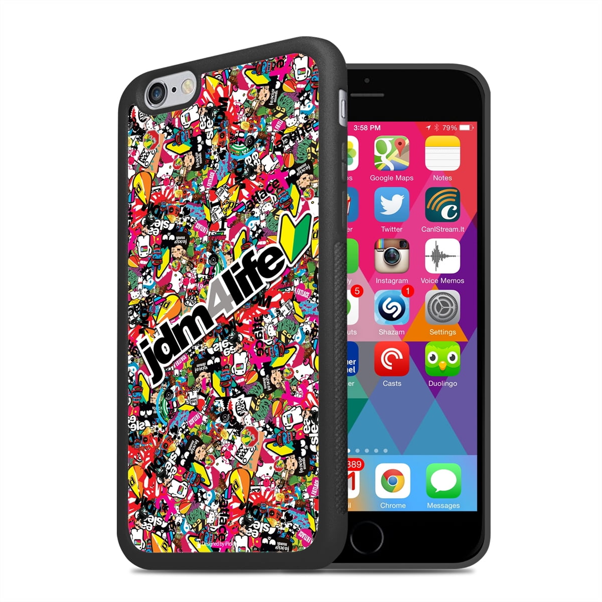 iPhone 6 JDM 4 Life Black TPU Rubber Cell Phone Case