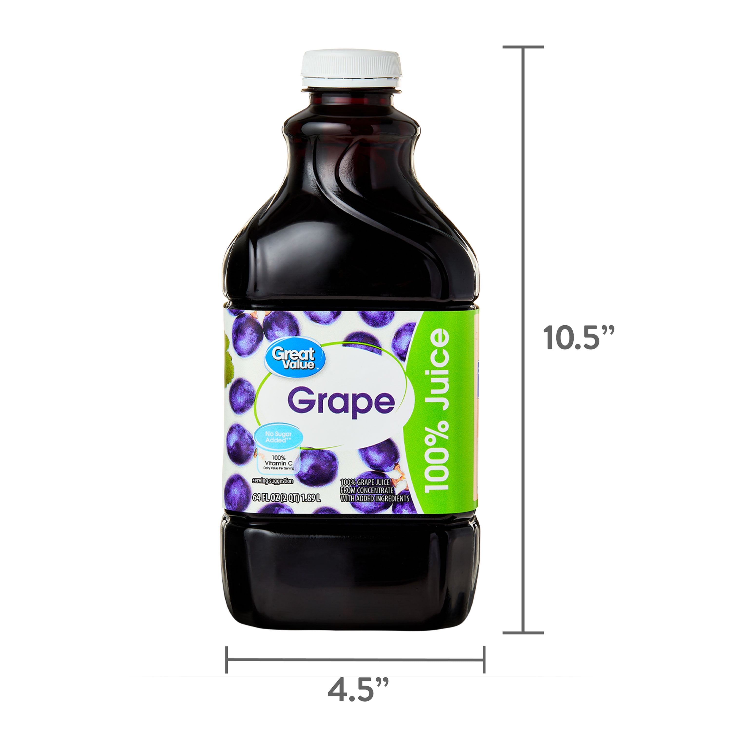 (2 pack) Great Value 100% Concord Grape Juice, 64 fl oz
