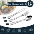 thumbnail image 2 of Forks Spoons and Knives Set for 4, 12 Pieces Stainless Steel Silverware Set, Food Grade Flatware Cutlery Sets for Home Kitchen Restaurant, Mirror Finish, Dishwasher Safe, 2 of 5