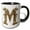 Black/White, variant on 3drose, Elegant Image of Gold Victorian Ornate Monogram Initial M, 15oz Mug