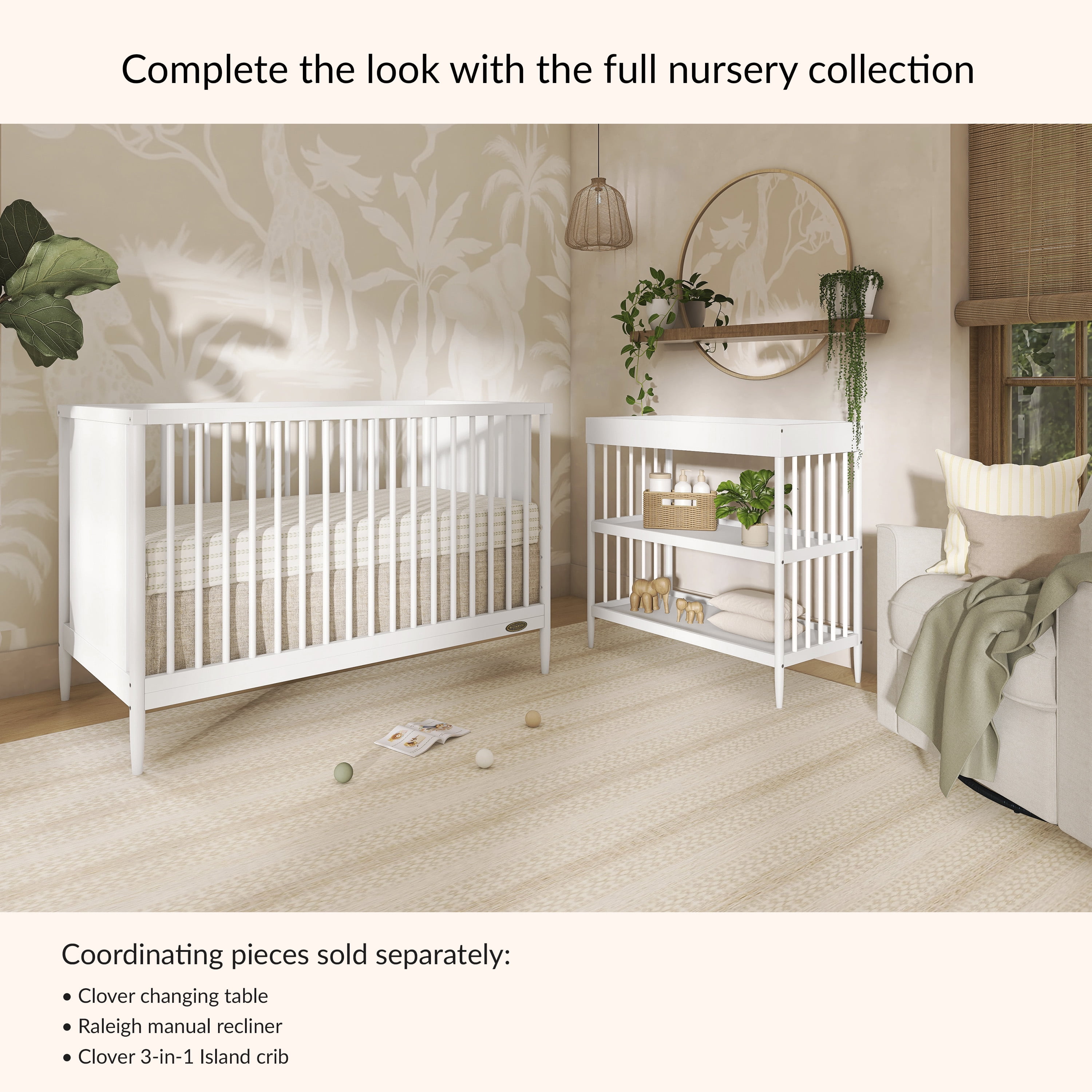 Dream On Me Sleepy Little Sloth Changing Table, Free Changing Pad Included, White