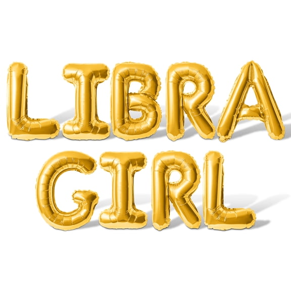Letter Balloons - LIBRA GIRL 16" Inch Alphabet Letters Foil Mylar Balloon Libra Birthday Party Banner (Gold)