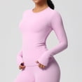 thumbnail image 2 of Mujeres de Manga Larga Tops Casual Ejercicio Capa Base para Correr Al Aire Libre, Transpirable Slim Fit Yoga Top con Agujeros Del Pulgar para Actividades de Fitness, 2 of 9