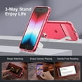 thumbnail image 4 of JETech Kickstand Case for iPhone SE 3/2 (2022/2020 Edition), iPhone 8/7, 4.7-Inch, Support Wireless Charging, Slim Shockproof Bumper Phone Cover, 3-Way Metal Stand (Red), 4 of 7