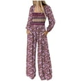 thumbnail image 2 of Wancir Womens Fashion Loose Long Sleeve Print Pockets Wide Leg Jumpsuit, 2 of 8