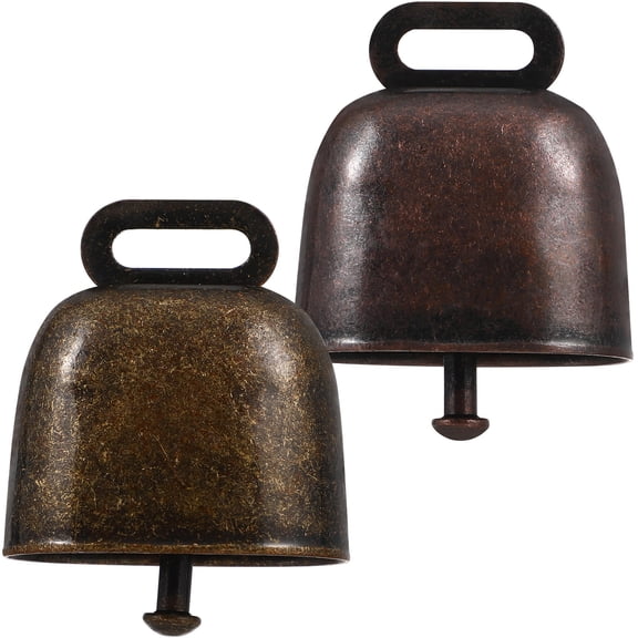 WINOMO 2 Pcs Farming Bell Accessories Small Cowbells Metal Red Bronze Iron Crisp Sound Animal Supplies