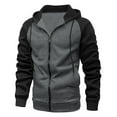 thumbnail image 2 of IYTR Mens Color Block Zip Up Jacket Hoodie Fleece Workout Hooded Sweatshirts Coats Loose Sportwear with Pocket (Khaki,XXXL), 2 of 9