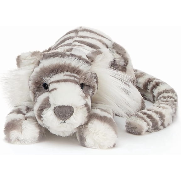 Jellycat Sacha Snow Tiger Stuffed Animal, Little 8 inches - Big Cat Plush Toy - Classic Children's Gift