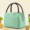 thumbnail image 3 of Summercome Lunch Bags, Reusable Striped Lunch Tote Bags Simple Design, Portable Lunch Cooler Bag for Women, Large Lunch Holder Insulated Lunch Box Bag for Picnic Office Beach (Green), 3 of 8