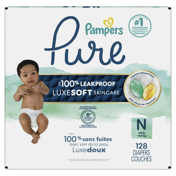 Pampers Pure Protection Newborn Diapers Size 0, 128 Count