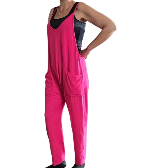 Womens Teens Overalls Coveralls Jumpsuit Romper sleeveless long pant comfort fashion pre shrunk 2025 fashion by Cape Sports ROSE PINK SMALL