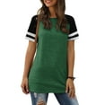 thumbnail image 6 of TEMOFON Casual T Shirts for Women Short Sleeve Shirt Tops Summer Crew Neck Blouse Color Block Tunic Tops Green Tee, 6 of 6