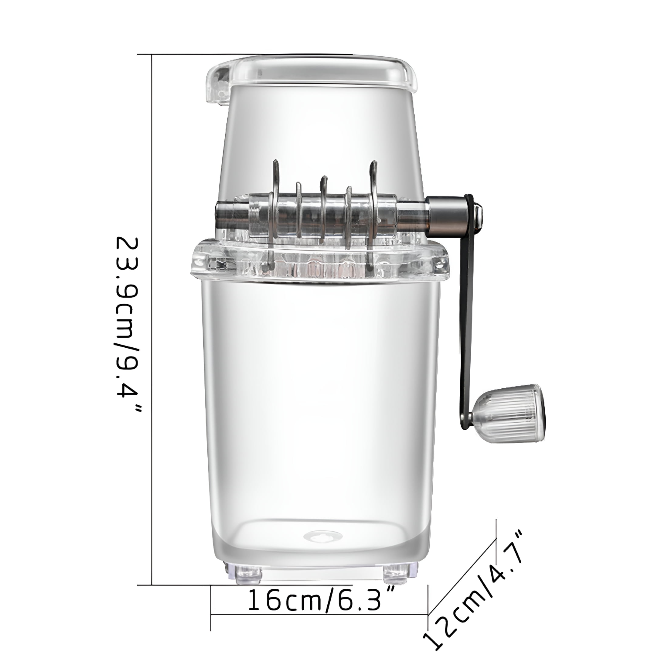 CURYMAY 2026 New Electric Dual Blades Ice Crusher Shaver Snow Cone Maker Machine,Household Manual Ice Crusher Transparent Multi-Purpose Hand Shaved Ice Machine
