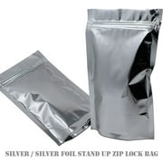 MTP 10X 14x20cm Stand Up Soild Silver Aluminium Foil Reusable Zip Bag Food Save Mylar Metallic Resealable Foil Zipper Lock Pouches