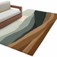 thumbnail image 2 of Rectangle Area Rug 4x6ft, Natural Scenery Abstract Sunset Non-Shedding Washable Area Rug, Mountain Brown Green Stripe Non Slip Low-Profile Rugs for Living Room, Bedroom Dining Room, 2 of 9