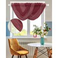 thumbnail image 3 of Red Striped Sheer Waterfall Valance Curtains for Window, Vintage Stripes Ombre Rod Pocket Sheer Topper Swag Curtains for Living Room, Kitchen 38.5"W x 47.2"L, 3 Panels, 3 of 7