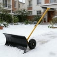 thumbnail image 3 of Fehomix Snow Shovel with Wheels, 29" Pusher Wide Snow Shovel with Adjustable Handle & Blade, 10" Anti-Skid Rubber Wheels, for Driveway, Sidewalk, Patio, Easy Driveway Snow Removal, Yellow, 3 of 7