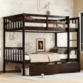 thumbnail image 5 of Harper & Bright Designs Detachable Bunk Bed Twin over Twin with Drawers, Wood Bunk Bed Frame with Guardrail and Ladder, Separate into 2 Twin Beds, Espresso, 5 of 10