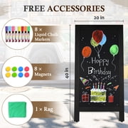 DOLLAR BOSS Wooden A-Frame Sign Chalkboard Sign 40 x 20 Magnetic Sidewalk Menu Board with Sturdy Freestanding Black Sandwich Board Sign Board Menu Display for Restaurant Business Weddings, Black