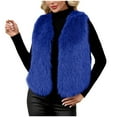 thumbnail image 3 of Dazajoo Faux Fur Vest Women Furry Open Front Sleeveless Cropped Cardigan Winter Casual V Neck Jackets,Blue,L, 3 of 9