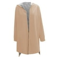 thumbnail image 5 of Wuxian Women'S Coat Oversized Hooded Full Zip Up Long Sleeve Cardigan Winter Fall Fashion Sweatshirt Casual Solid Color Long Jacket,Khaki,M, 5 of 5