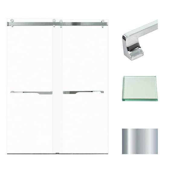 Transolid BYPT608010C-J-PC Brooklyn 80" High X 60" Wide Bypass Frameless Shower Door -