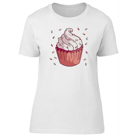 Cute Fairy Cupcake Doodle T-Shirt Women -Image by Shutterstock, Female Small