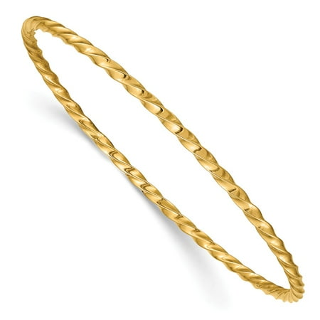 14k Yellow Gold Twisted Bangle - 14K Yellow Gold 3 MM Twist Slip-on Bangle, 7.5
