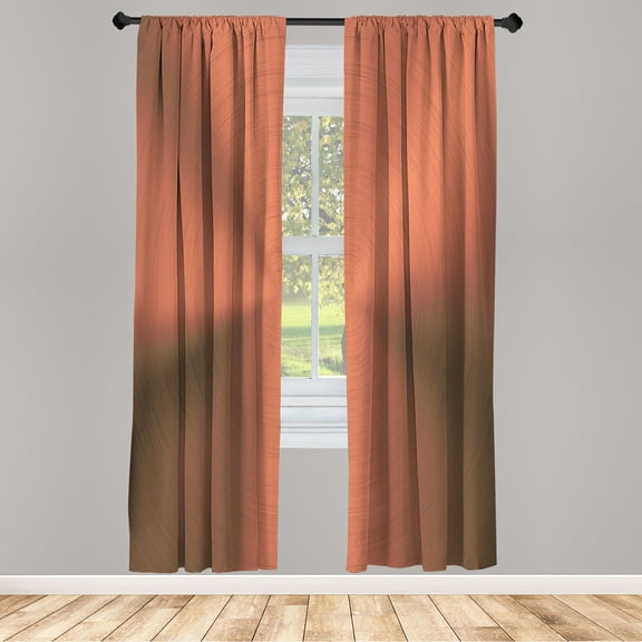 Ambesonne Abstract Curtains, Modern Circle Op Art, Pair of 28"x84", Rose Brown