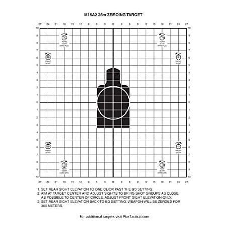 PlusTactical M16A2 25 Meter Zeroing Target On EZ Peel Notepad (White 25 ...