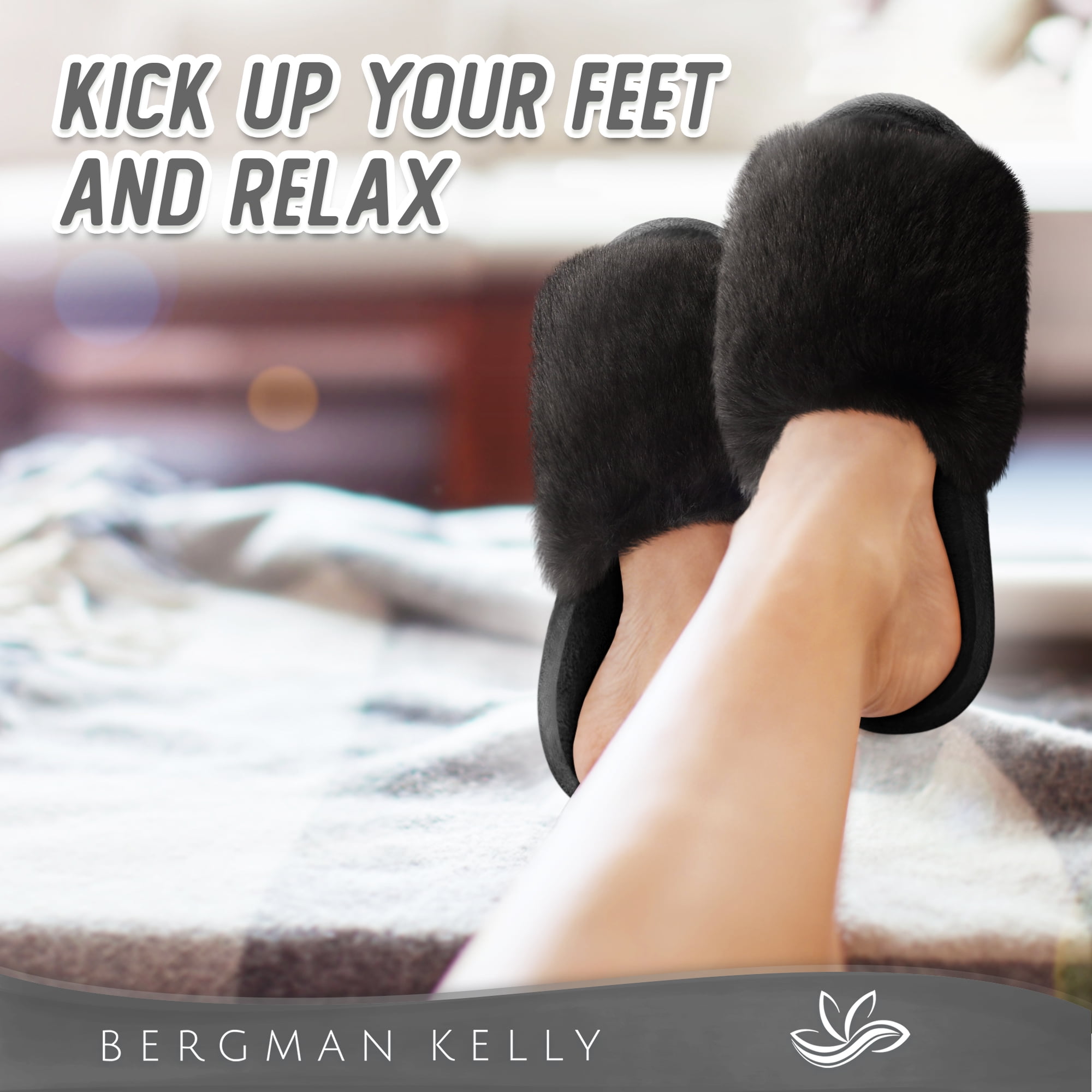 Bergman Kelly Women's Fuzzy Faux Fur Slide Slippers