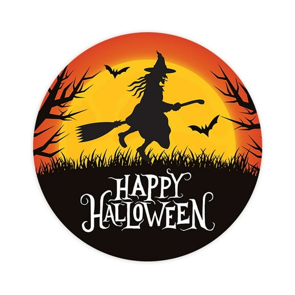 Koyal Wholesale Happy Halloween Stickers 2 Inch Round 120 Bulk Pk Witch on Broom Labels For Halloween Party Favors
