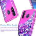 thumbnail image 3 of Motorola Moto E 2020 Phone Case, with [Tempered Glass Protector Included] Liquid Floating Glitter Quicksand Bling with Spot Diamond Cover - Pink/Purple, 3 of 6