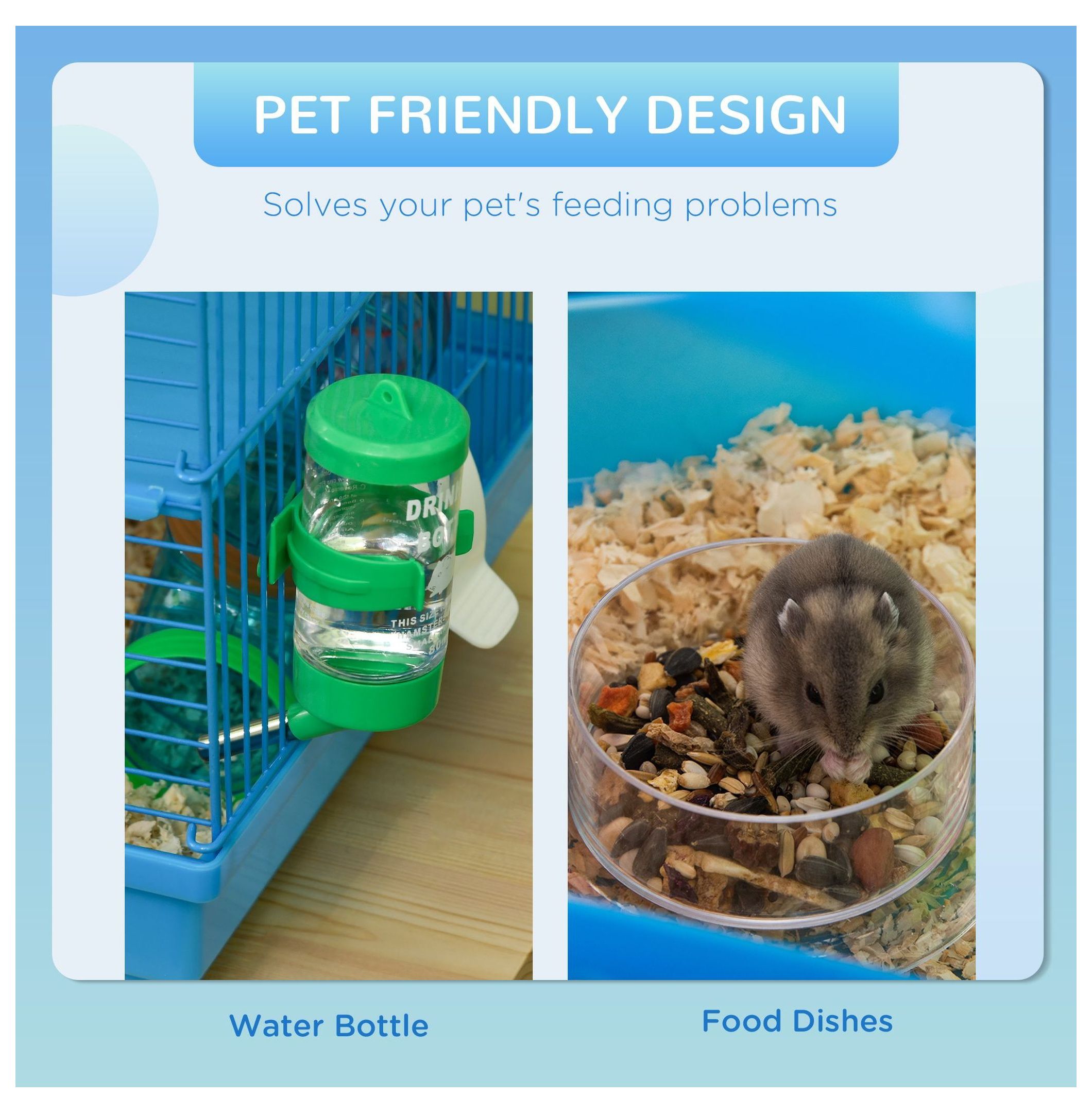 Hamster Cage 5-Tier Extra Large, Small Animal House with Wheel & Tubes, Blue