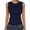 Navy, variant on Asxite Tank Tops for Women Sleeveless Solid Color Round Neck Ruffle Ribbed Knit Casual Blouse