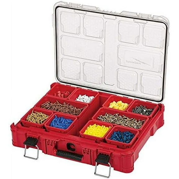 48-22-8430 For Milwaukee10-Bin Impact Resistant Polymer Packout Organizer Length 19.76 in. Width 15 in. Height 4.61 in.$$Tools