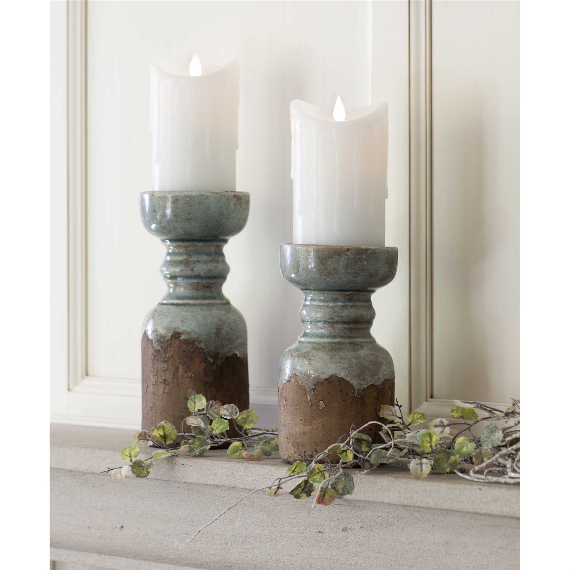 Rustic Candle Holders (Set of 4) 8"-9.75"H Stoneware