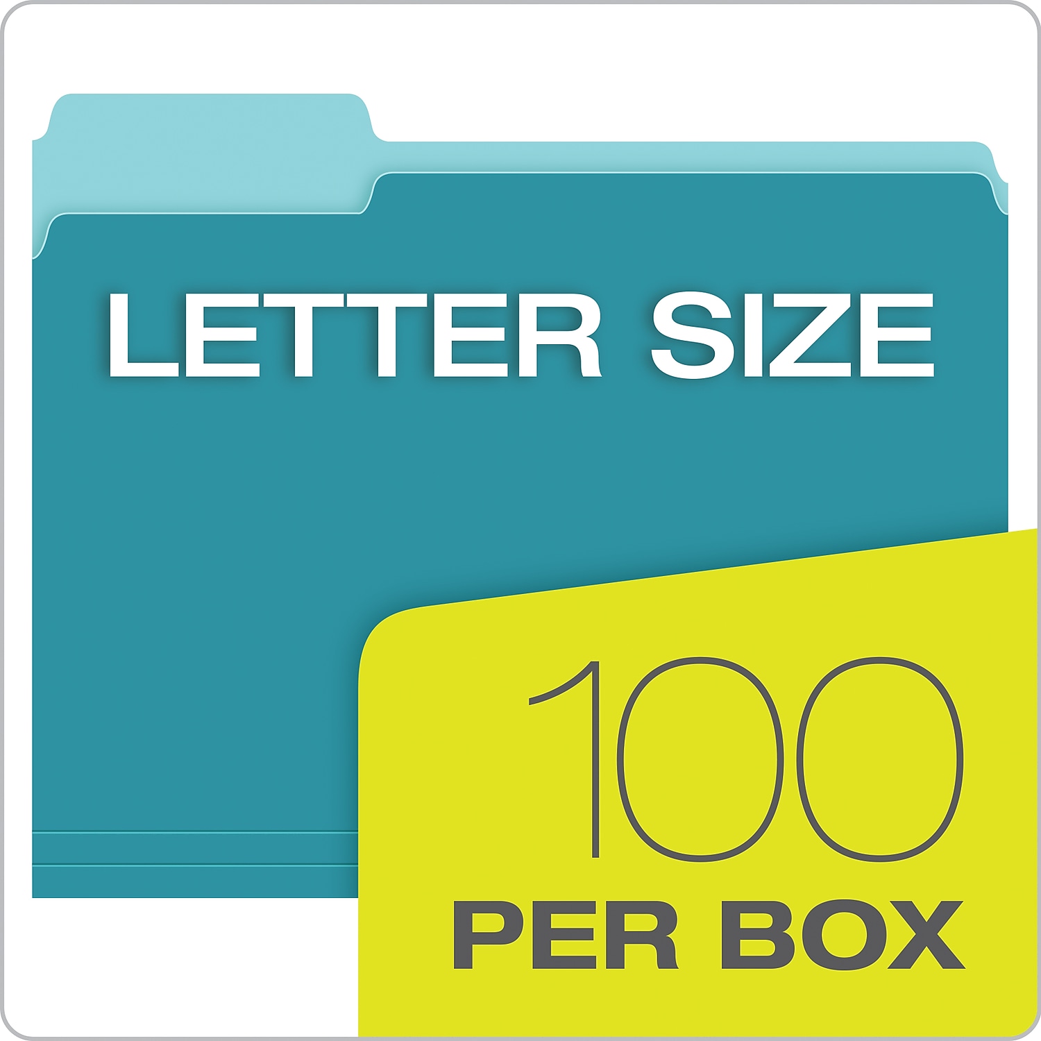 Pendaflex Interior File Folders 1/3 Cut Top Tab Letter Aqua 100/Box 421013AQU