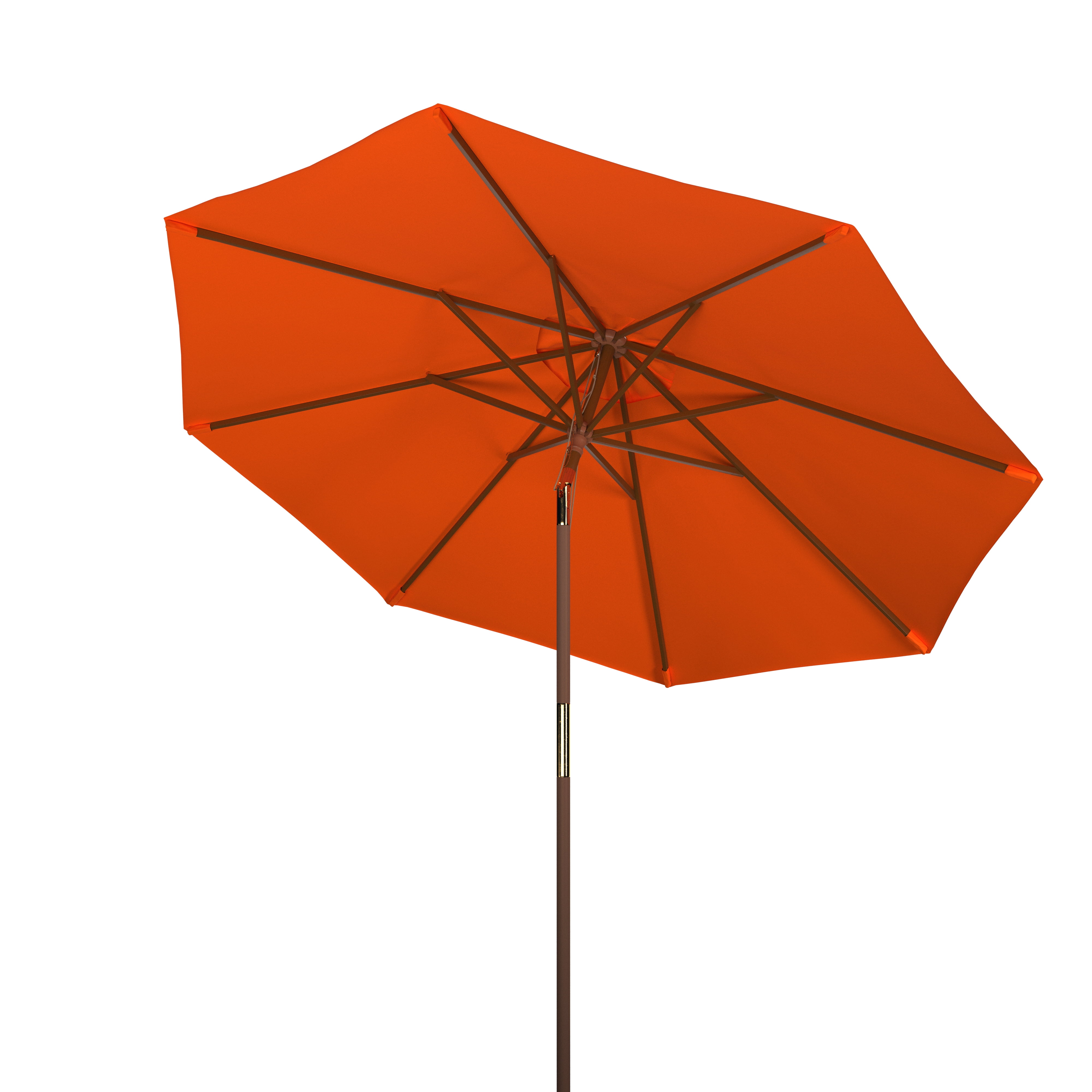 SAFAVIEH Cannes 9' Market Push Wooden Patio Umbrella, Orange
