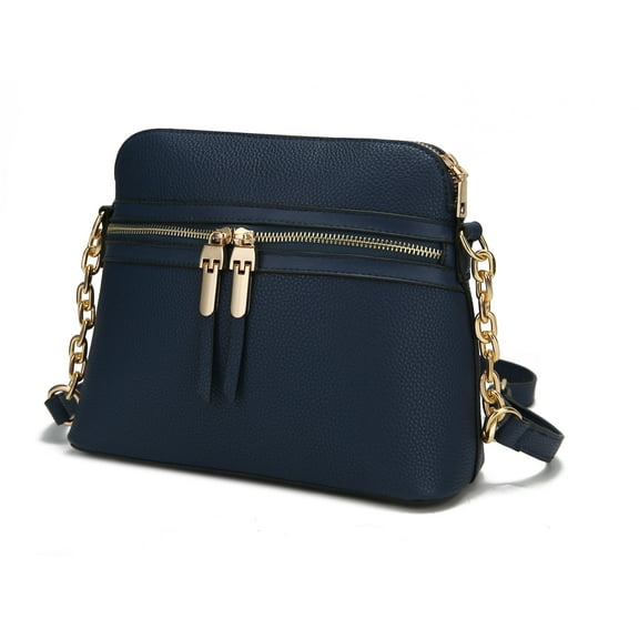 MKF Collection Kelis Women's Crossbody Bag Solid Vegan Leather Shoulder bag Handbag Purse by Mia K. - Navy