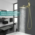 thumbnail image 3 of All Metal Dual Square Shower Head Combo, Rain Shower Head with Handheld Shower Wand and Extra Long Flexible Hose (Polished Brass), 3 of 8