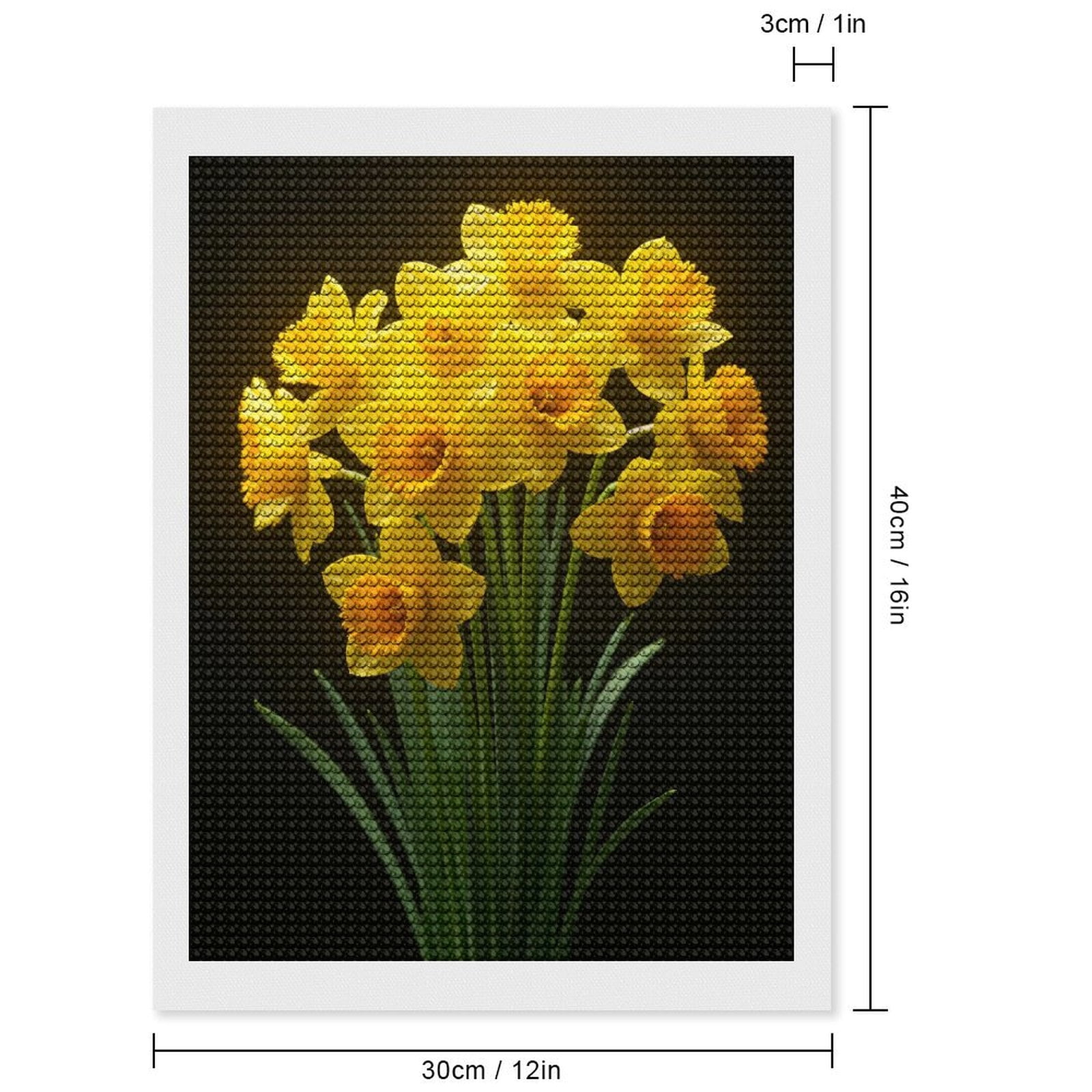 Diamond Art Kits for Adults, Yellow Daffodils Bouquet Bloom 5D Diamond Painting Kits for Adults Beginners, DIY Full Drill Diamond Painting, Gem Art and Crafts 12x16
