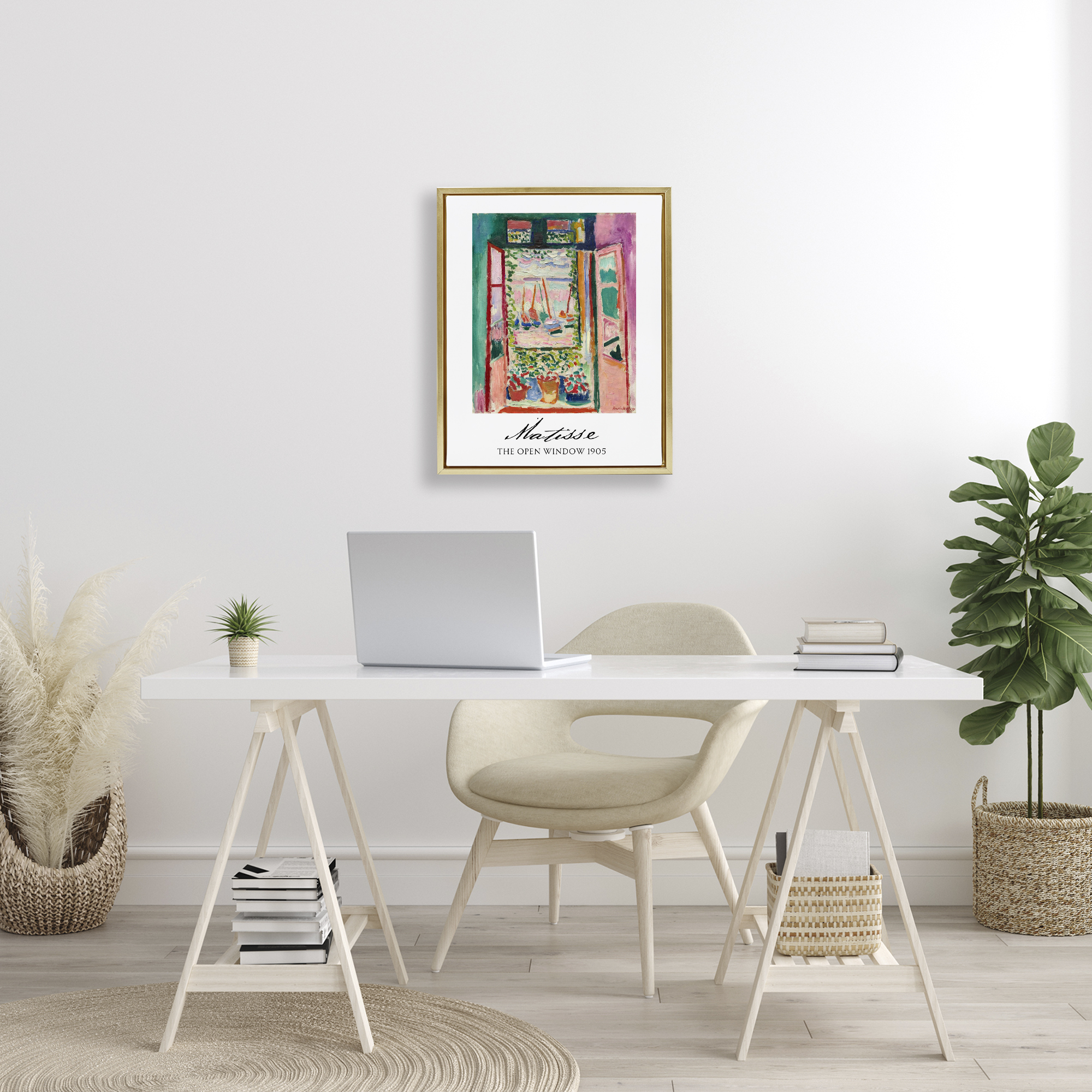 The Open Window Matisse Gold Framed Floater Canvas Wall Art, design by Vintage Hustle