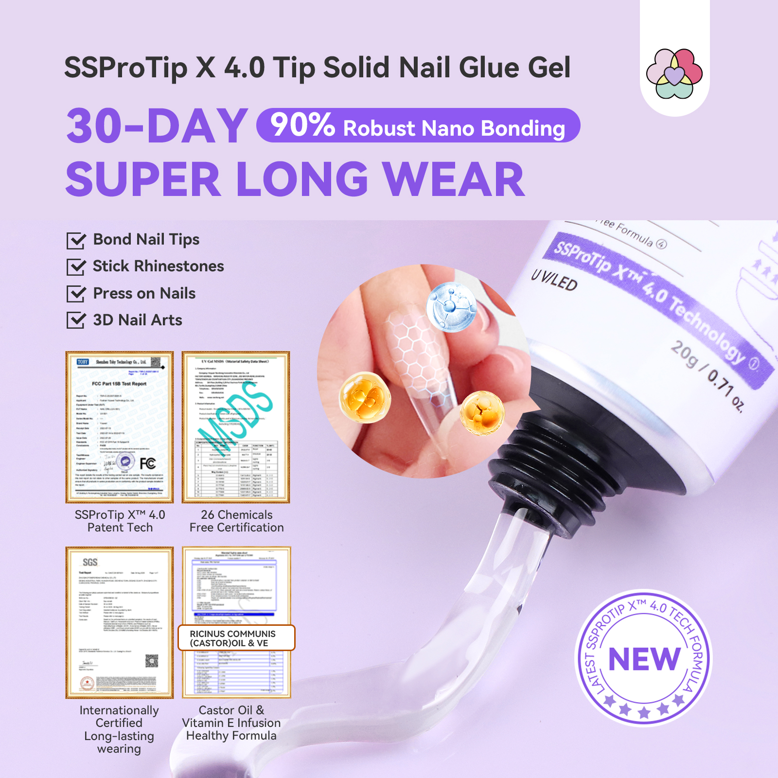 Saviland Solid Nail Glue Gel Kit with UV Lamp photo 5